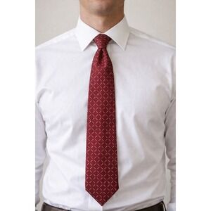 Tommy Hilfiger Men's Silk Tie Red Blue 58" Necktie‎ Made USA classic businessman